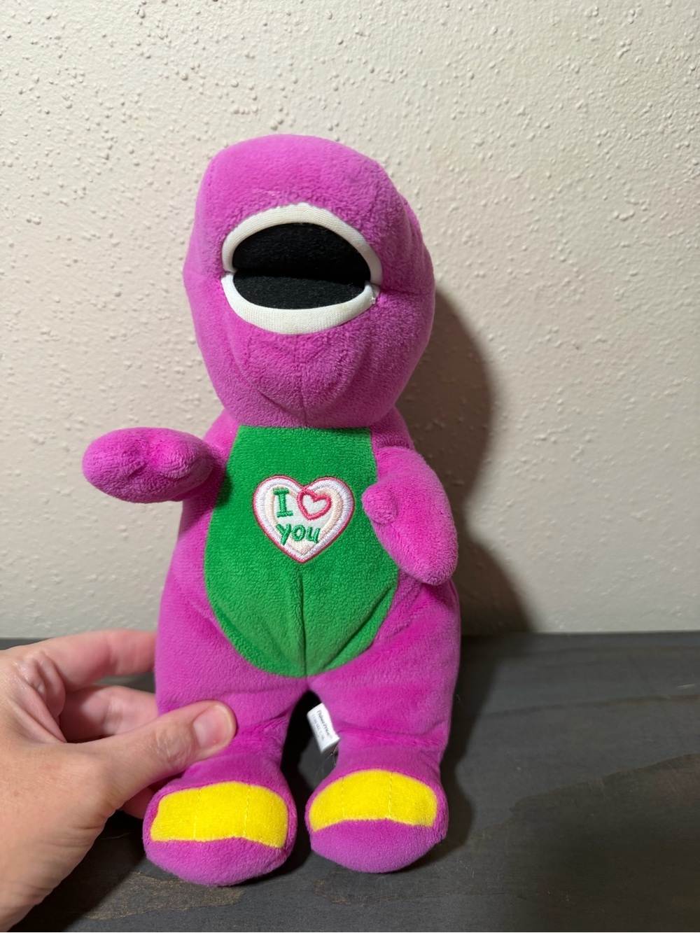 Fisher-Price Barney “I Love You” Dinosaur Plush Stuffed Toy Purple Green Vintage - Picture 5 of 7